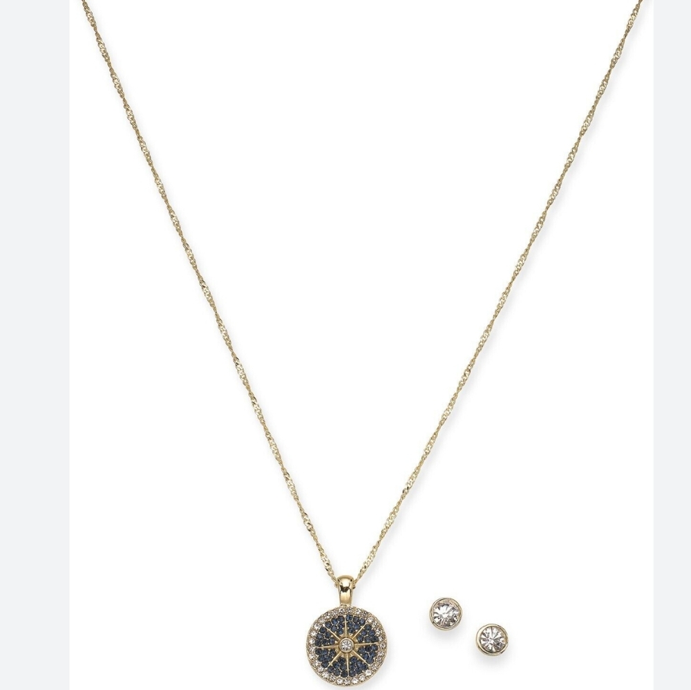 Charter Club Gold-tone Crystal Nautical Pendant Necklace & Stud Earrings Set 17